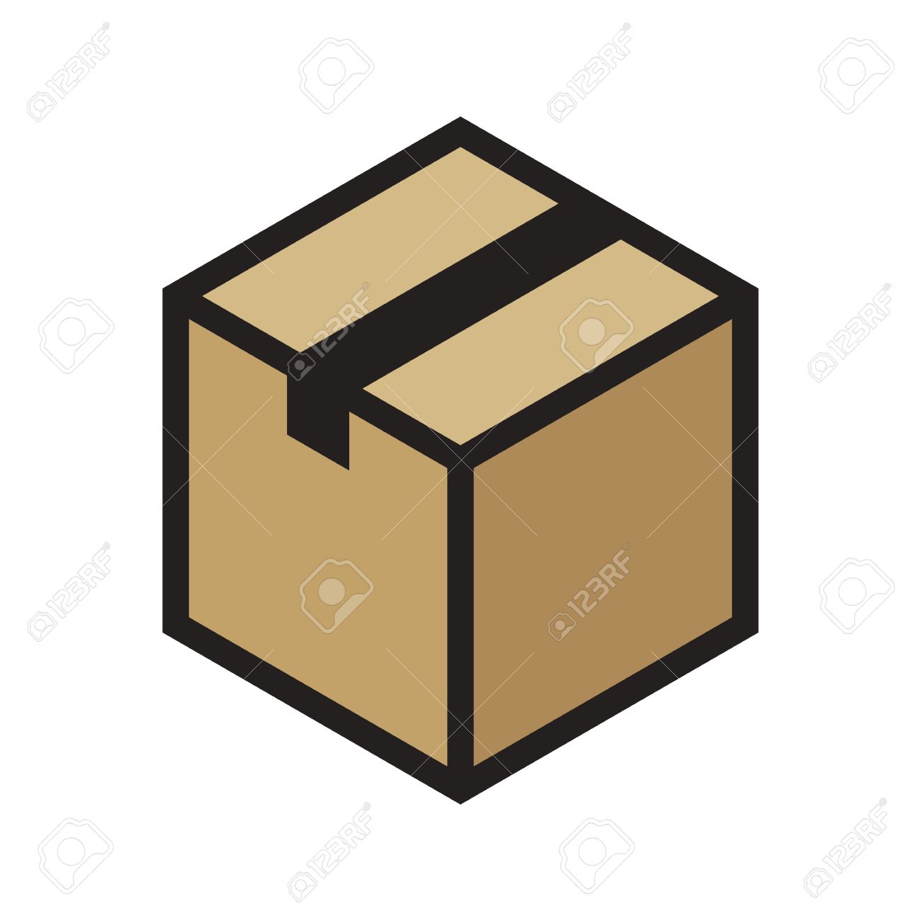 1300x1300 Isometric Cardboard Box Outline Colored Icon, Modern Minimal