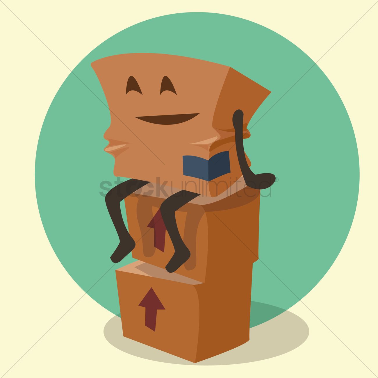 1300x1300 Cardboard Box Cartoon Sitting On Top Of Stacked Parcels Vector