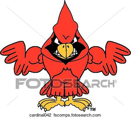 450x408 Clip Art Of Cardinal Flexing Muscles With Angry Face Cardinal042