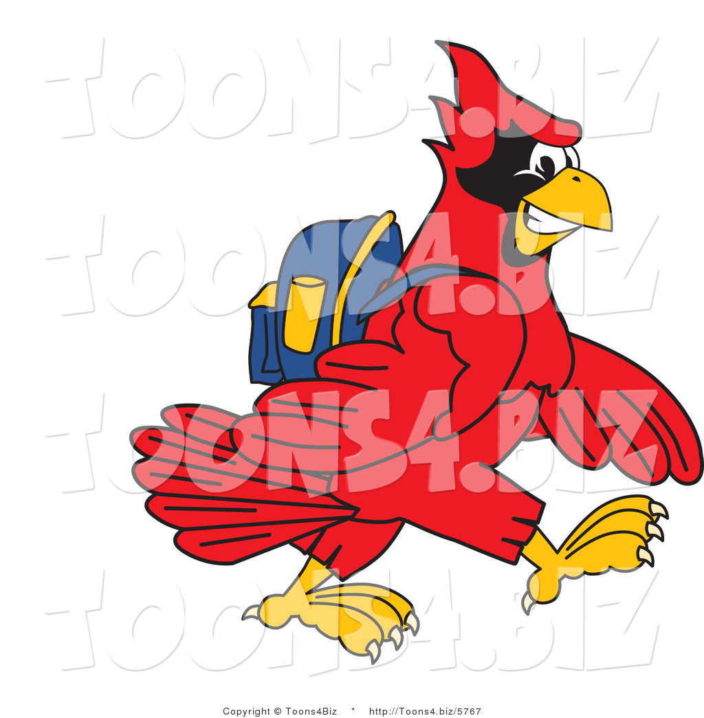 1024x1044 Vector Illustration Of A Cartoon Cardinal Mascot Walking To School