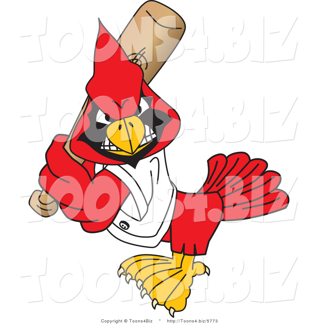 1024x1044 Vector Illustration Of A Cartoon Cardinal Mascot Playing Baseball