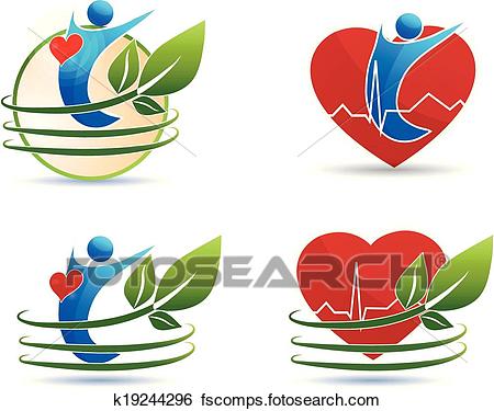 450x375 Clip Art Of Human Health Care Symbols, Healthy Heart Concept