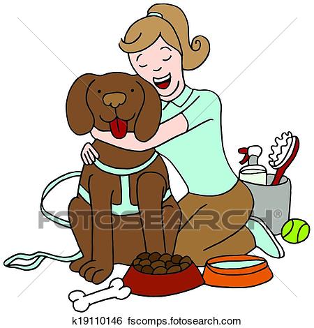450x470 Clip Art Of Taking Care Of Dog K19110146