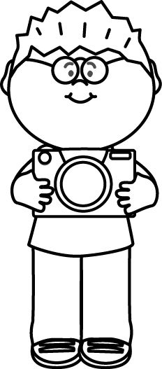 232x527 Black And White Boy With Camera Clip Art