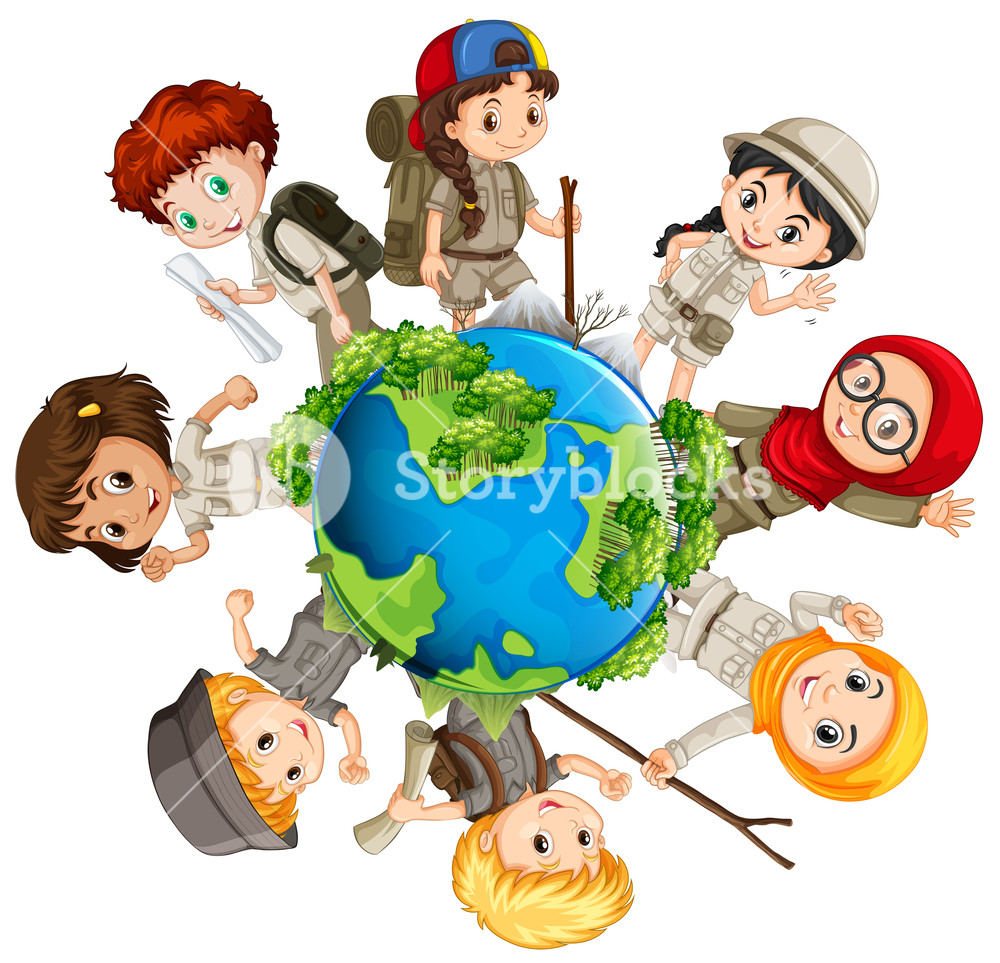 1000x963 Children Caring For The Earth Illustration Royalty Free Stock