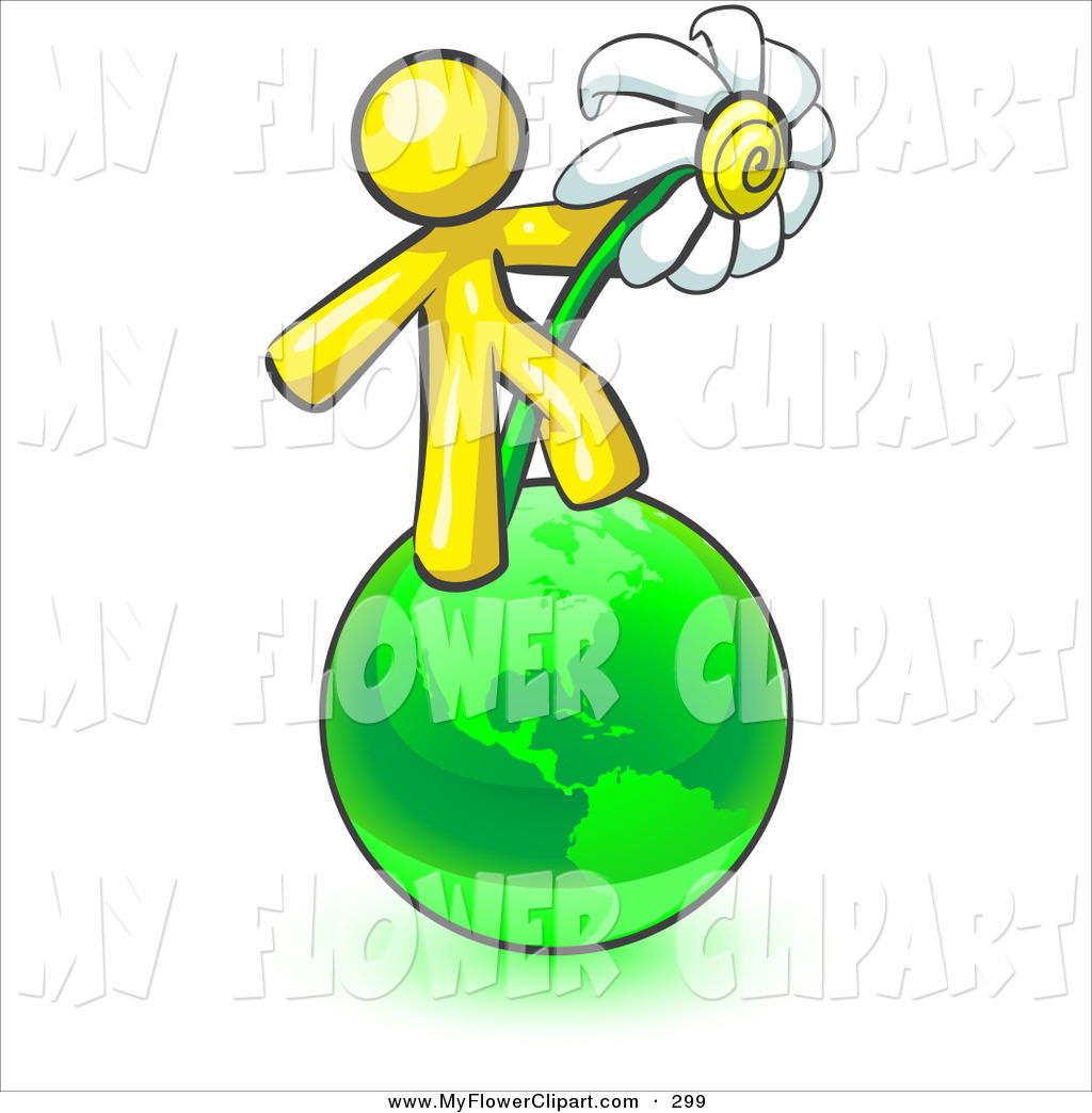 1024x1044 Clip Art Of A Caring Yellow Man Standing On The Green Planet Earth