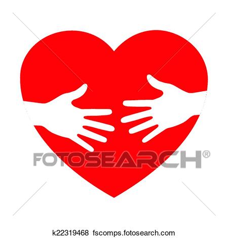 450x470 Clip Art Of Heart Icon With Caring Hands K22319468