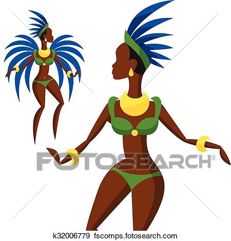 450x470 Clip Art Of Illustration Of Brazilian Carnival Girl Dansing Samba