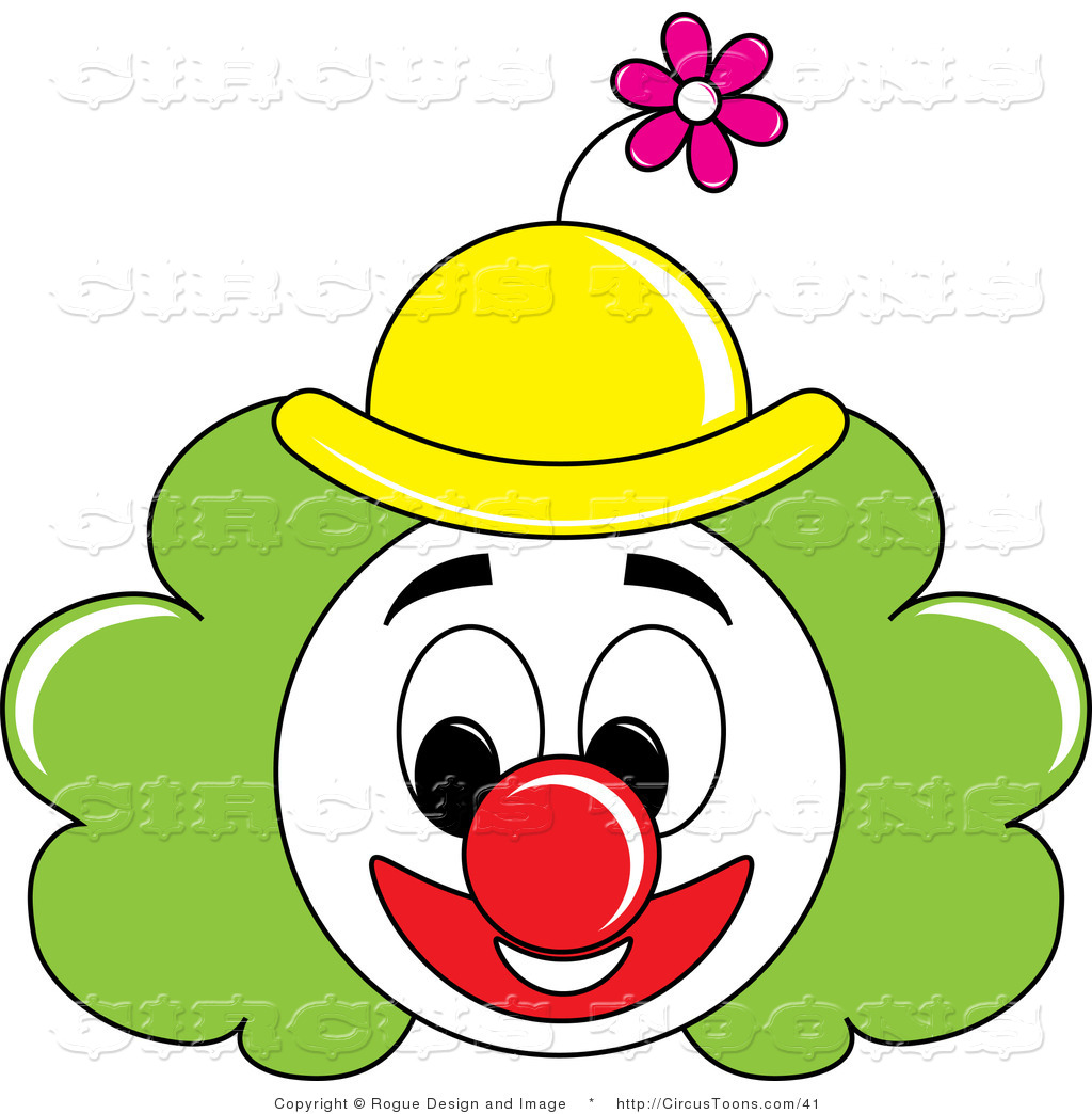1024x1044 Circus Clipart Of A Grinning Painted Clown Face With Green Hair