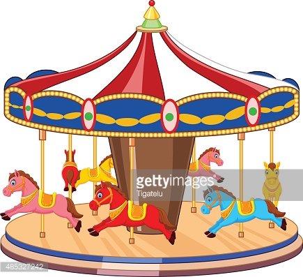 435x397 Cartoon Carousel With Colorful Horses Premium Clipart