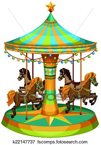 327x470 Clip Art Of A Merry Go Round Ride K22147737