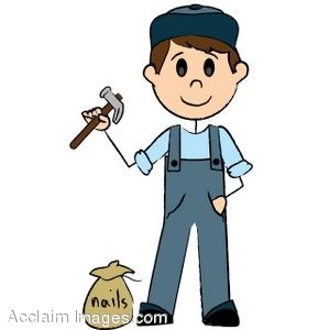 299x300 Clip Art Illustration Of A Stick Figure Carpenter