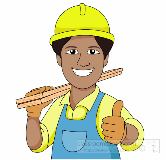 550x529 Construction Clipart Carpenter Wearing Hard Hat Carries Wood