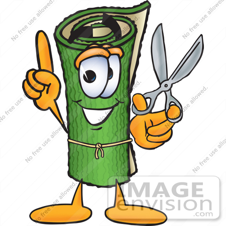 450x450 Clip Art Graphic Of A Rolled Green Carpet Cartoon Character