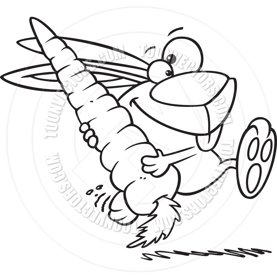 940x940 Cartoon Rabbit With A Carrot (Black And White Line Art) By Ron