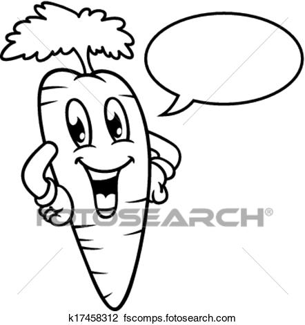 442x470 Clipart Of Cartoon Carrot With Bubble Speech K17458312