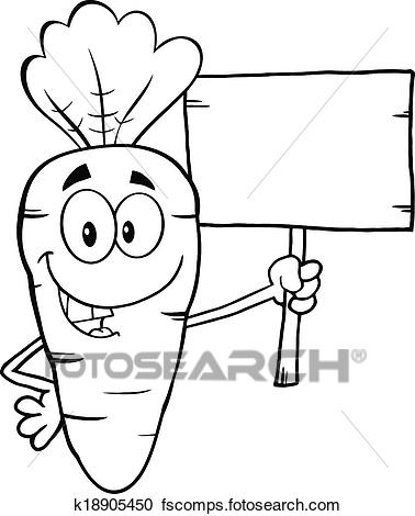 378x470 Clipart Of Black And White Funny Carrot K18905450