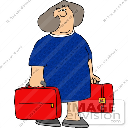 450x450 Woman Carrying Red Suitcases Clipart