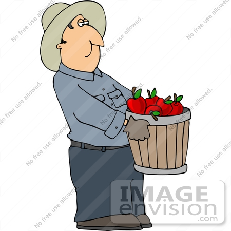 450x450 Apple Farmer Carrying A Bushel Of Red Apples Clipart