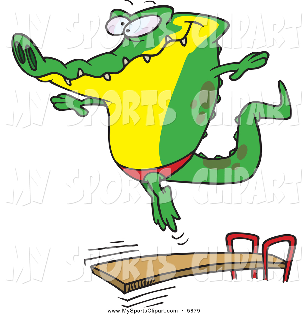 1024x1044 Sports Clip Art Of A Cartoon Alligator Bouncing Off A Diving Board