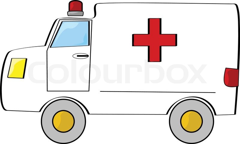 800x479 Cartoon Illustration Of A White Ambulance With A Red Cross On Its