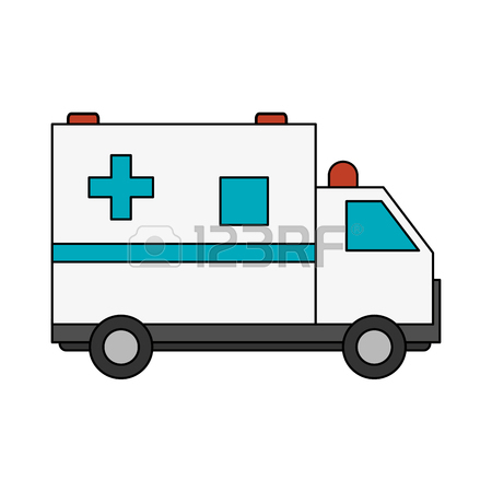 450x450 Color Crayon Stripe Cartoon Ambulance Truck With Cross Symbol