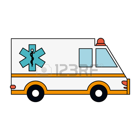450x450 Color Crayon Stripe Cartoon Ambulance Truck With Medical Symbol