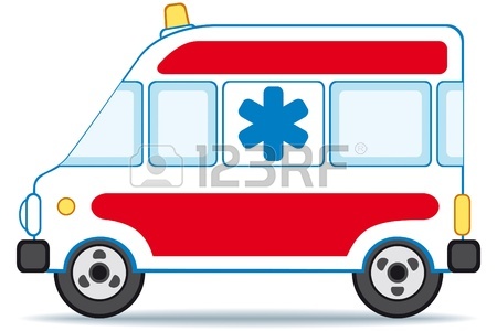 450x300 White Ambulance Cartoon With Red Light Vector Illustration Royalty