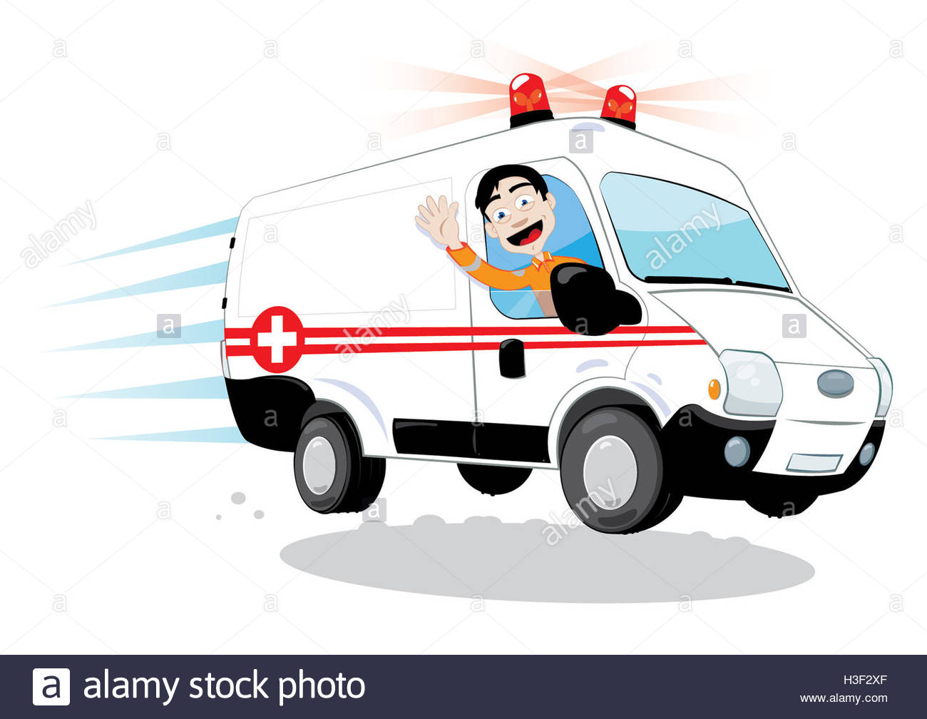 1300x1008 A Vector Cartoon Representing A Funny Ambulance Driver, Hurrying