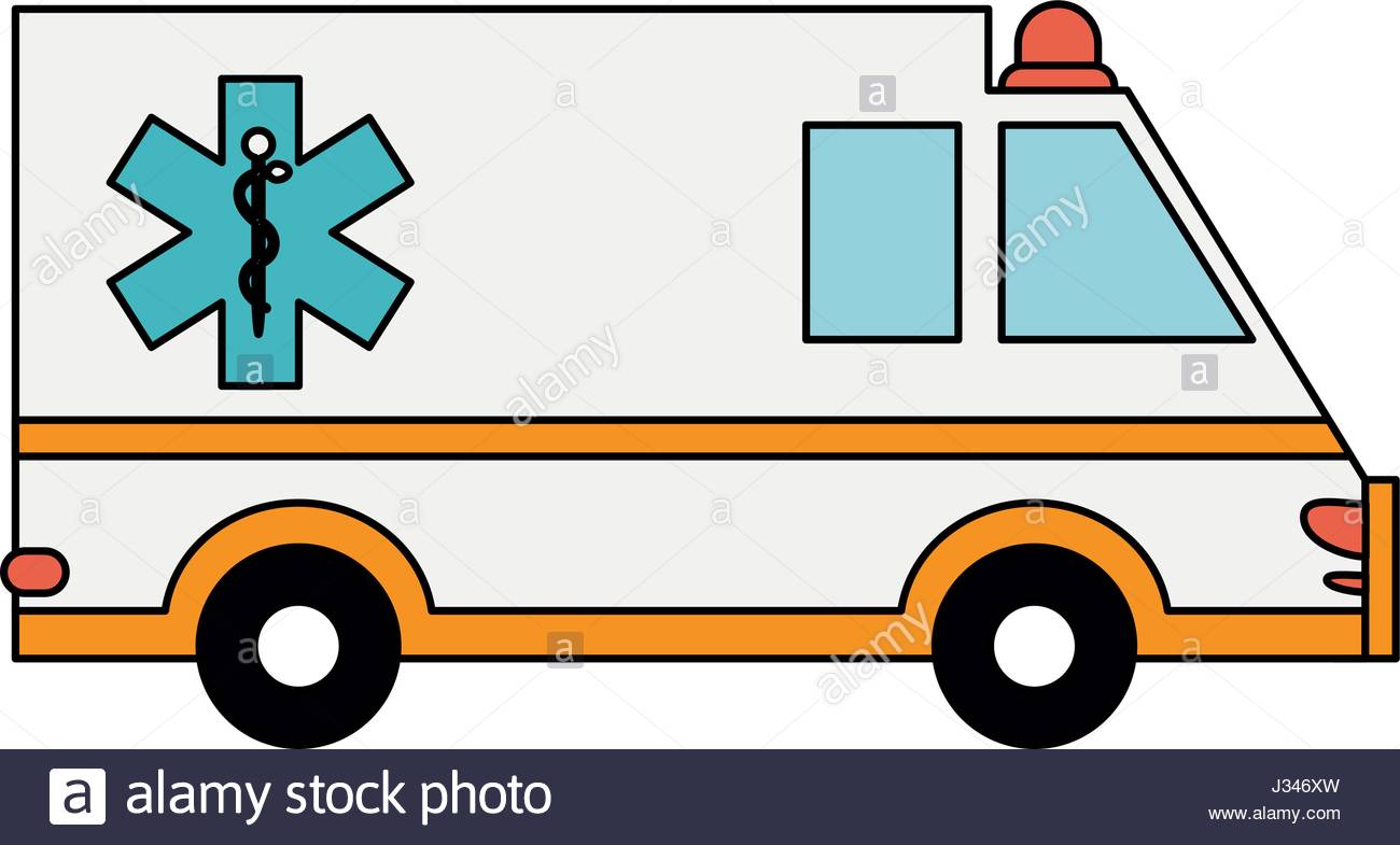 1300x785 Color Image Cartoon Ambulance Truck With Medical Symbol Stock