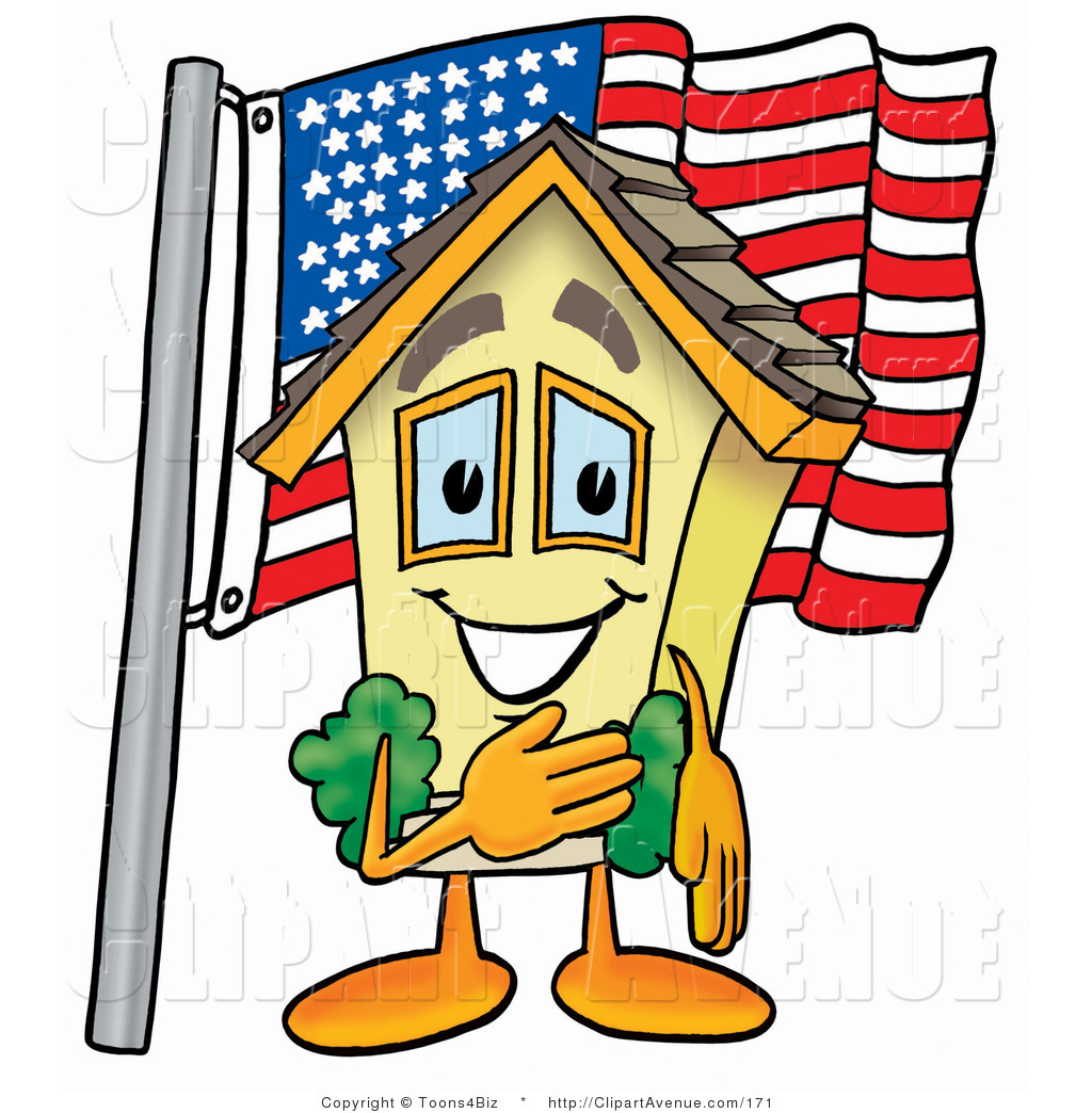 1024x1044 Avenue Clipart Of A Patriotic Yellow House Mascot Cartoon