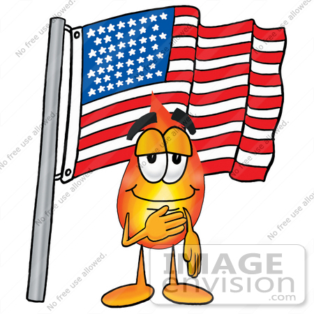 450x450 Clip Art Graphic Of A Fire Cartoon Character Pledging Allegiance