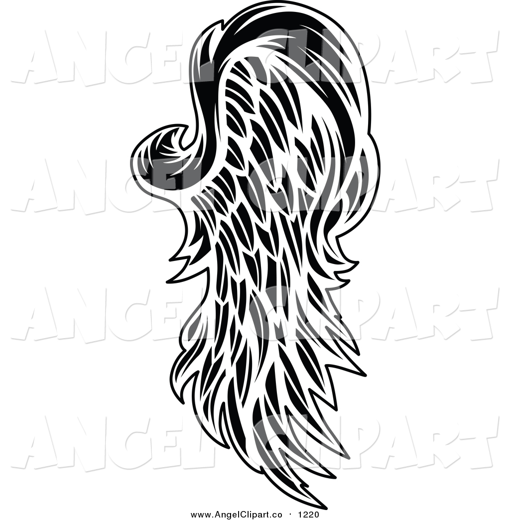 1024x1044 Clip Art Of A Black And White Feathered Wing By Chromaco