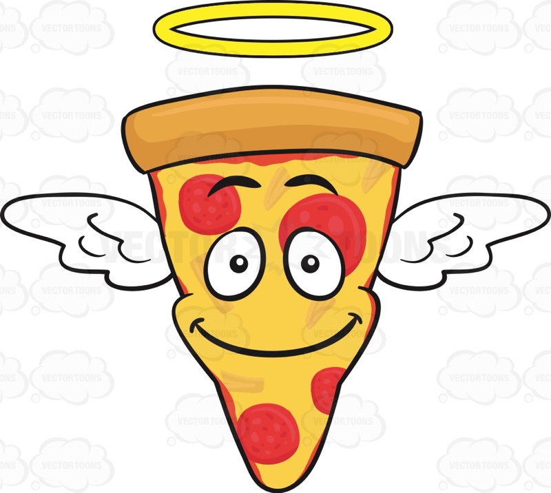 800x716 Smiling Slice Of Pepperoni Pizza With Halo And Wings Emoji Cartoon