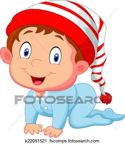 407x470 Clipart Of Baby Boy Cartoon K22051521