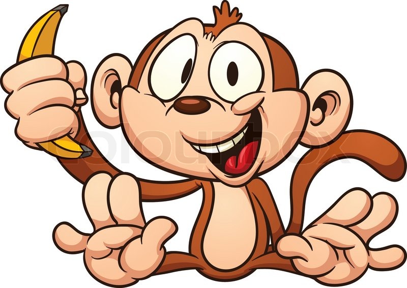 800x566 Cute Cartoon Baby Monkey Holding A Banana. Vector Clip Art