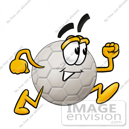 450x450 Clip Art Graphic Of A White Soccer Ball Cartoon Character Running