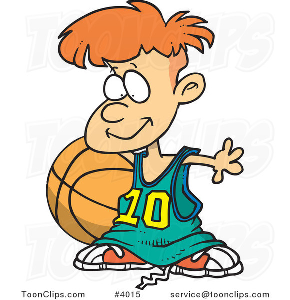581x600 Cartoon Basketball Boy With A Big Ball