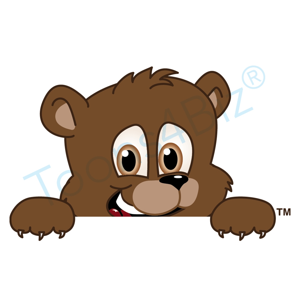 1000x1000 Bear Mascot Peeking Over Clip Art