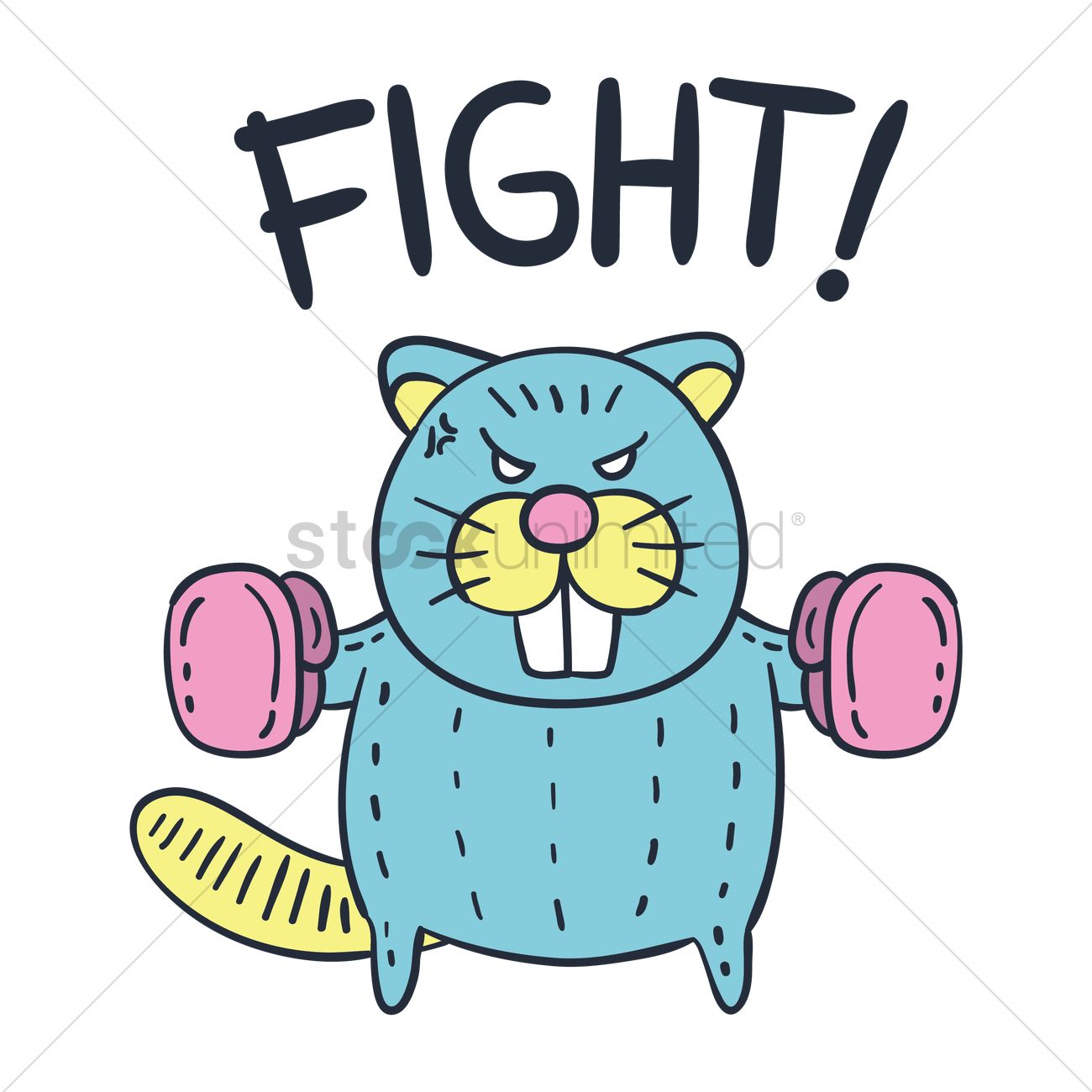 1300x1300 Cartoon Beaver Preparing To Fight Vector Image