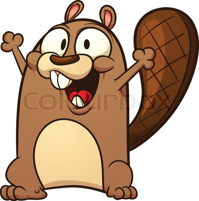 792x800 Cute Cartoon Beaver. Vector Illustration With Simple Gradients