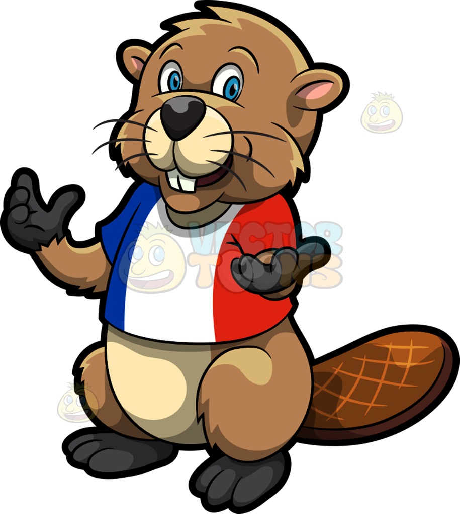 915x1024 A Beaver Wearing A Red White And Blue Shirt Cartoon Clipart