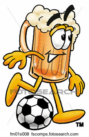 307x470 Clip Art Of Beer Mug Playing Soccer Fm01s008