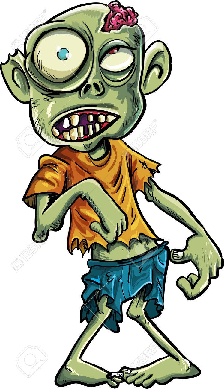 747x1300 Cartoon Zombie With A Big Eyes. Isolated On White Royalty Free