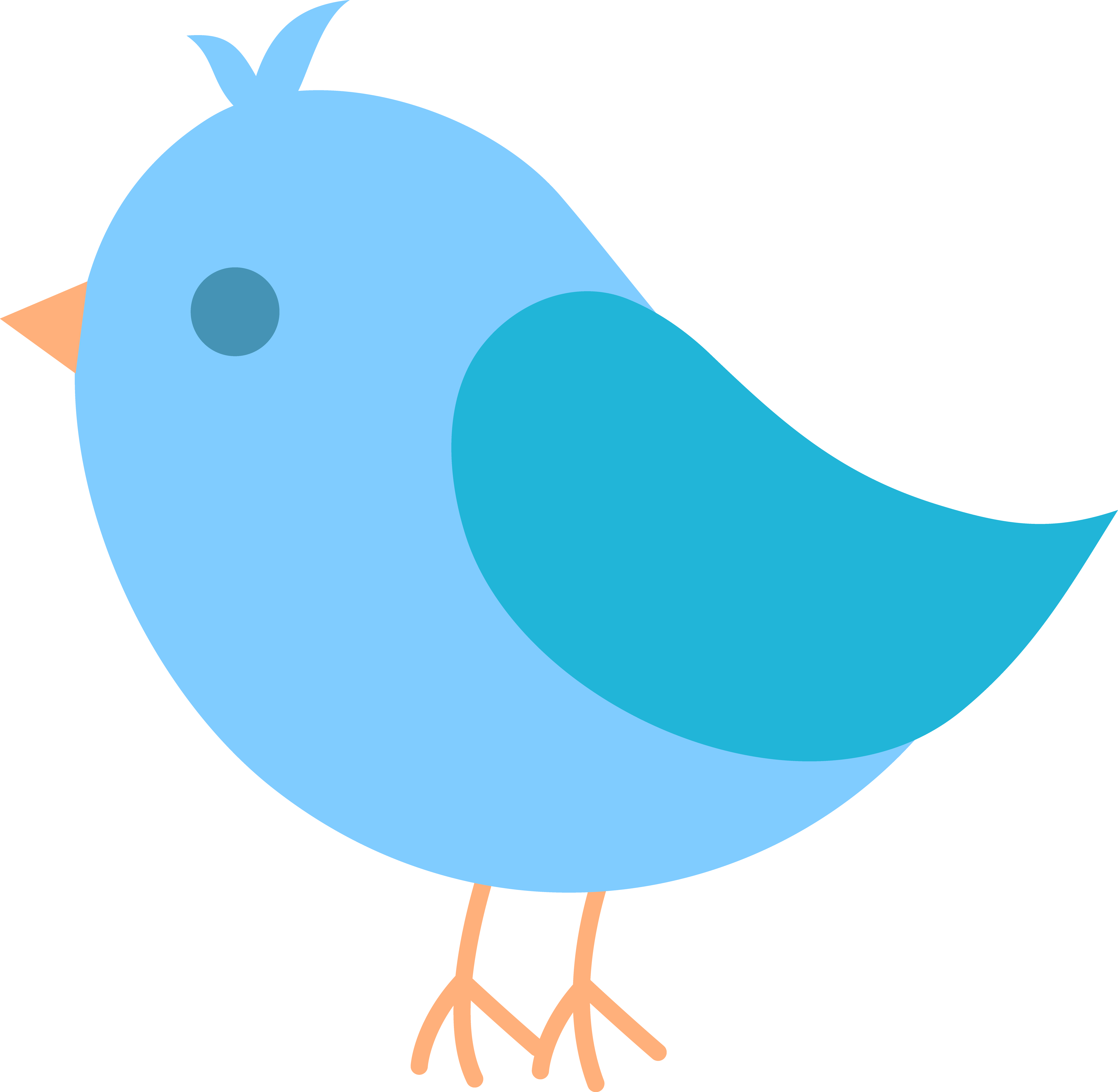 4621x4511 Cute Blue Bird Clip Art