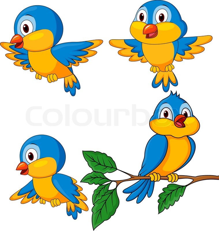 759x800 Cute Blue Bird Family Cartoon Stock Vector Colourbox