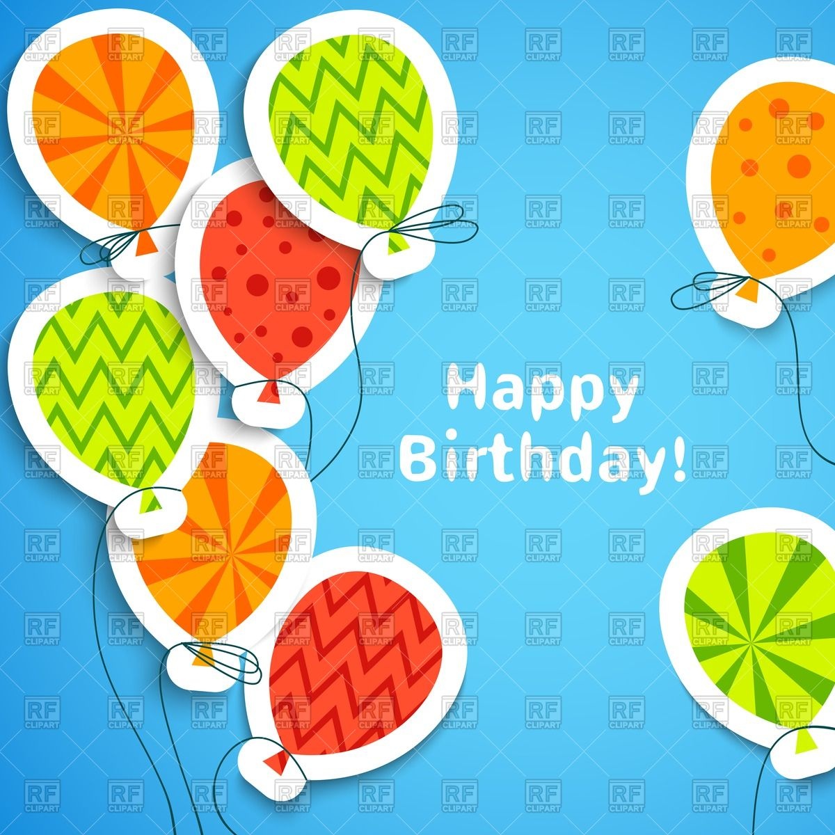 1200x1200 Happy Birthday Postcard Cartoon Paper Balloons Covered
