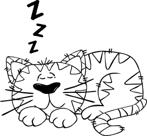 300x277 Cartoon Cat Sleeping Outline Clip Art