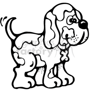 300x300 Royalty Free Black And White Cartoon Puppy 131935 Vector Clip Art