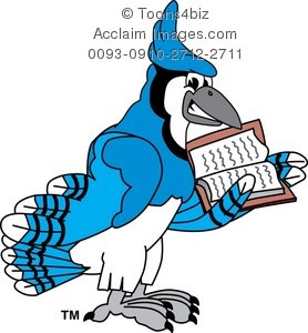 278x300 Cartoon Blue Jay Reading